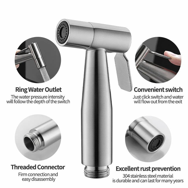 Jet Spray Fresh Water Stainless Steel Handheld Bidet Shattaf Silve