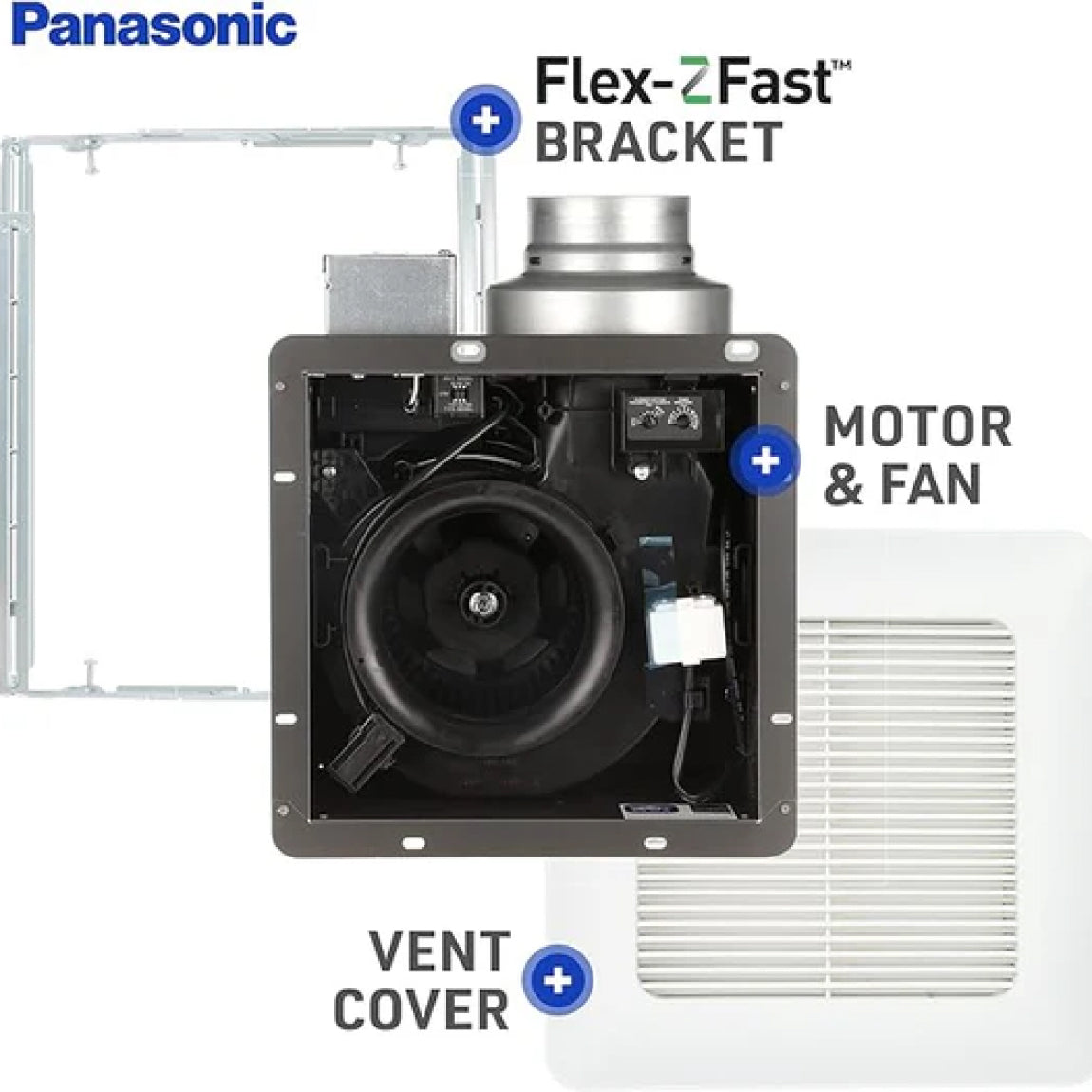 Panasonic FV-0511VQ1 WhisperCeiling DC Ventilation Fan, Speed Selector, SmartFlow Technology, Quiet