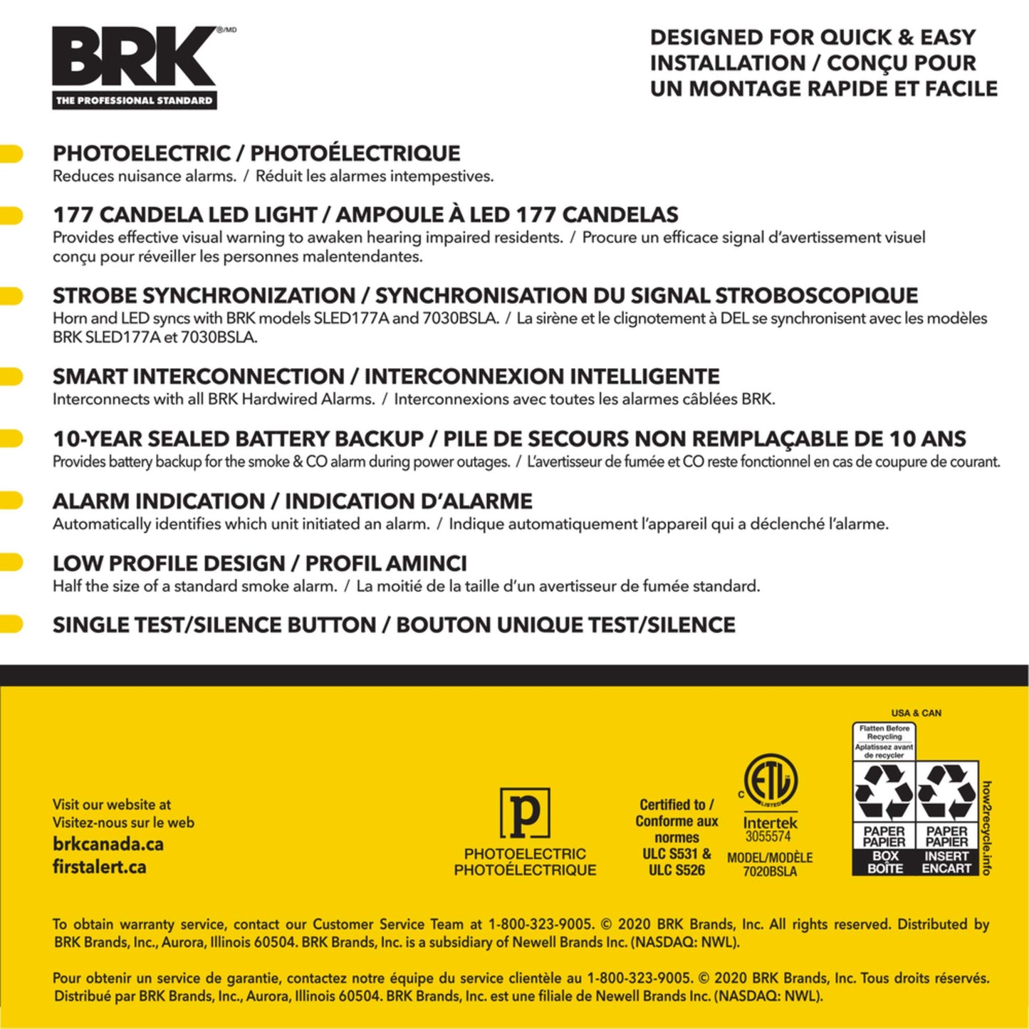 BRK Hardwired Smoke Alarm 2-IN-1 STROBE & SMOKE ALARM - 7020BSLA