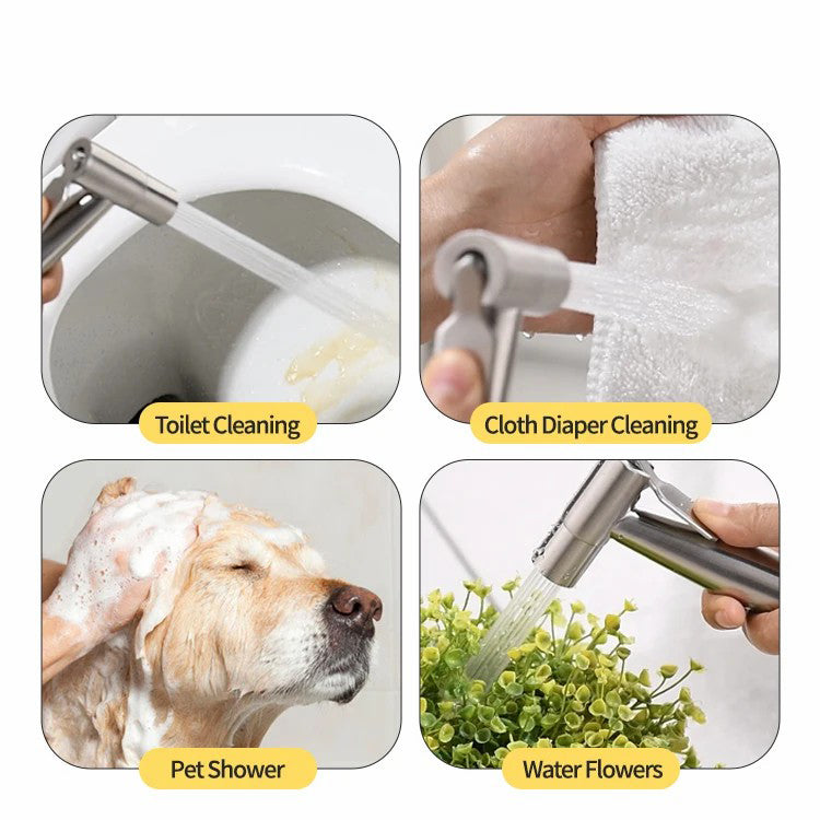 Jet Spray Fresh Water Stainless Steel Handheld Bidet Shattaf Silve