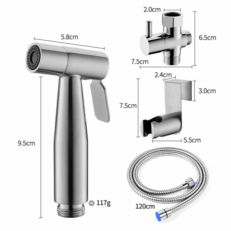 Jet Spray Fresh Water Stainless Steel Handheld Bidet Shattaf Silve