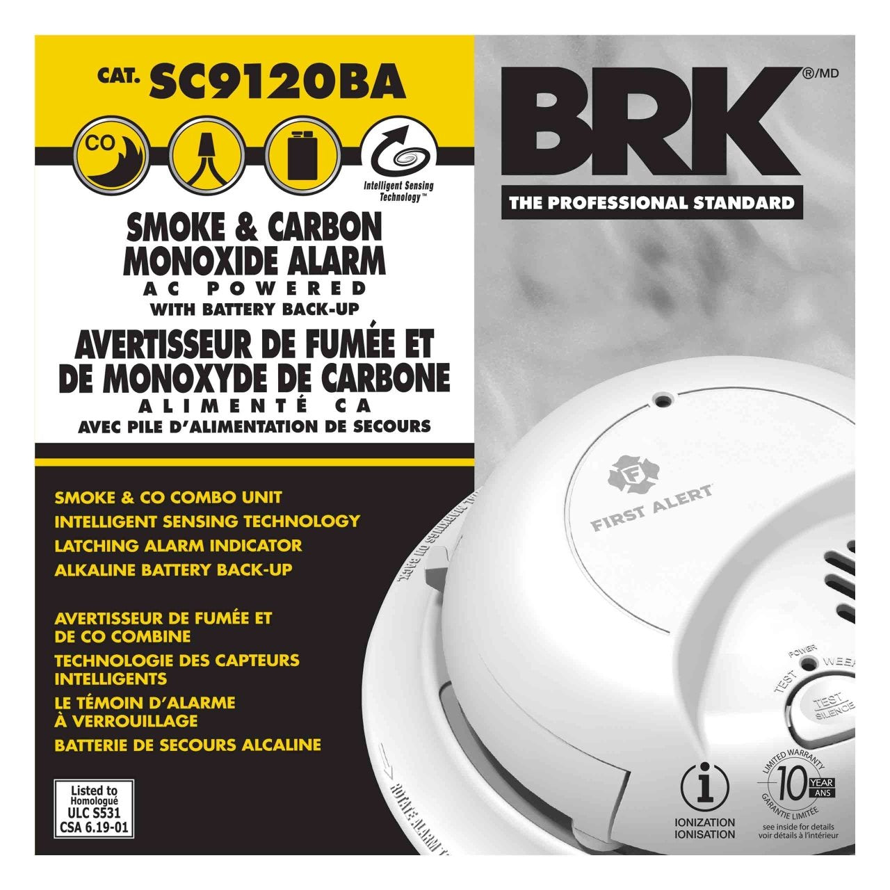 SC9120BA Hardwired Smoke And Carbon Monoxide Alarm With Battery Backup